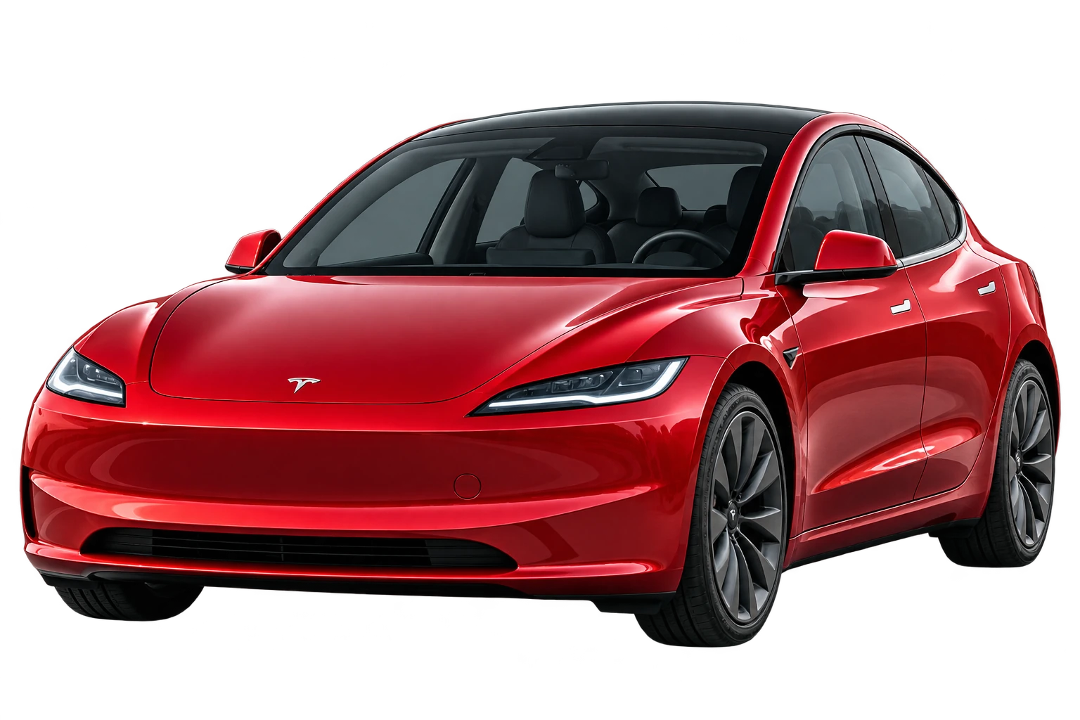 Красная Tesla Model 3 Highland в светлой предметной композиции
